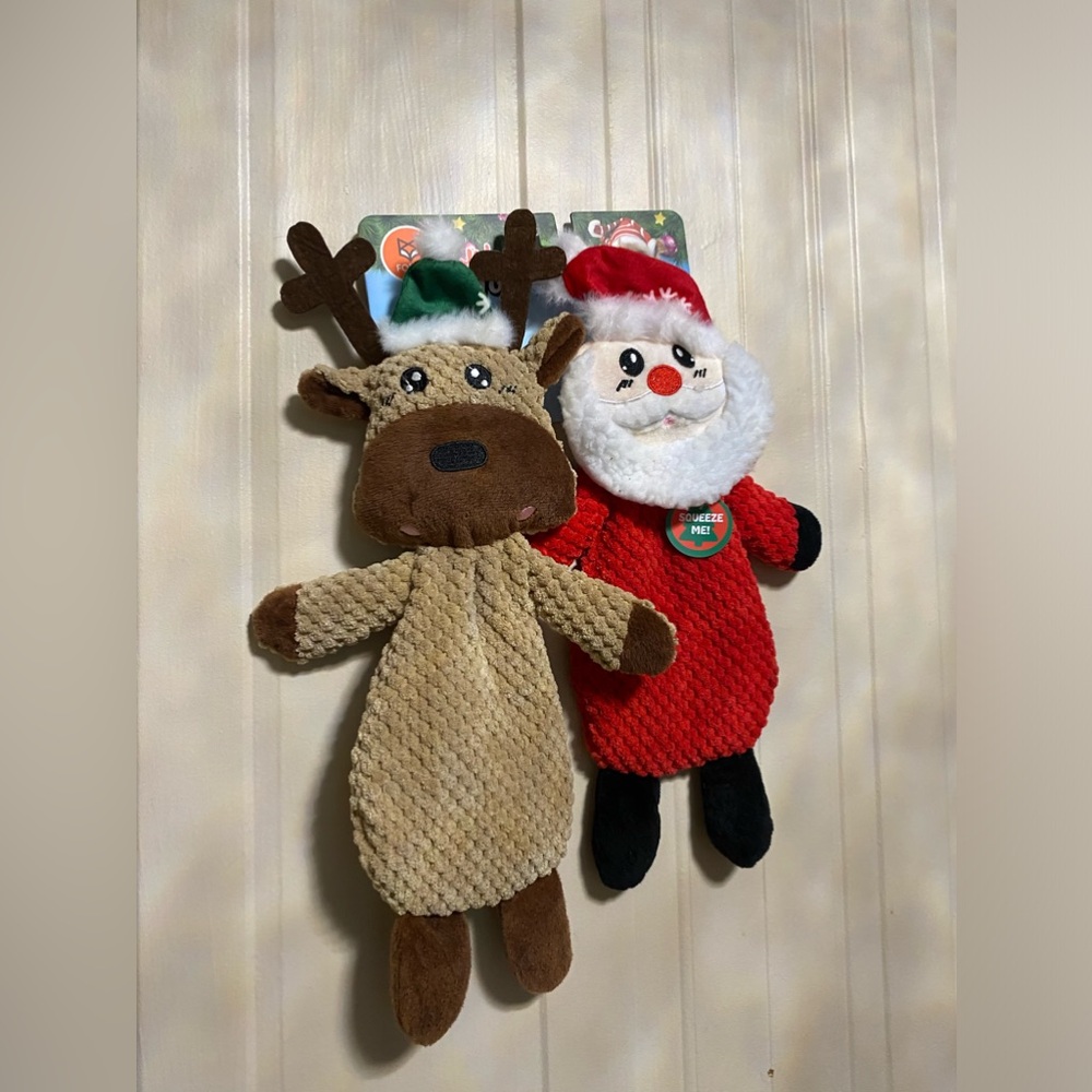 FOFOS Santa 13” And Reindeer 15” Dog W/Clinker & Squeaker